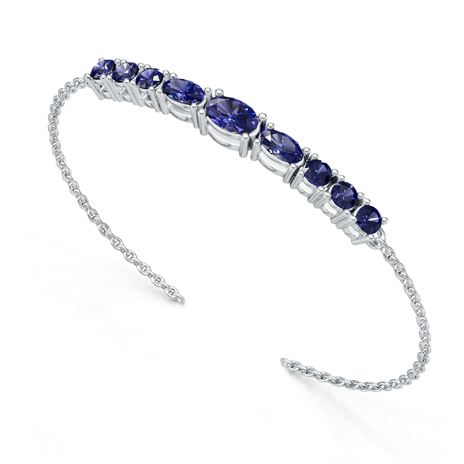 Platinum Semi Mount Bracelet Setting Round Ro 6x4mm Syz Jewelry
