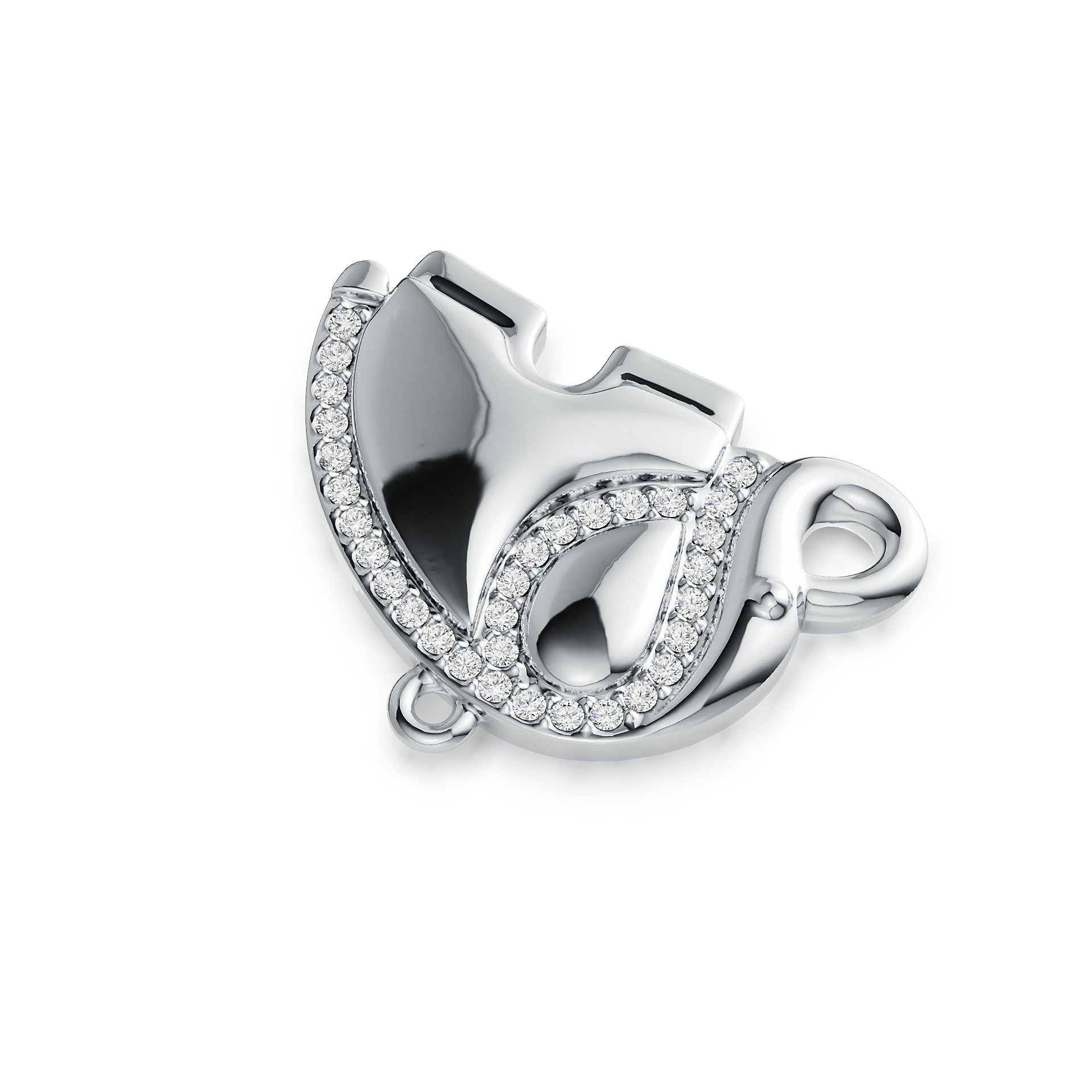Sterling Silver Pendant with White Topaz or Moissanite Elephant Theme DHJ
