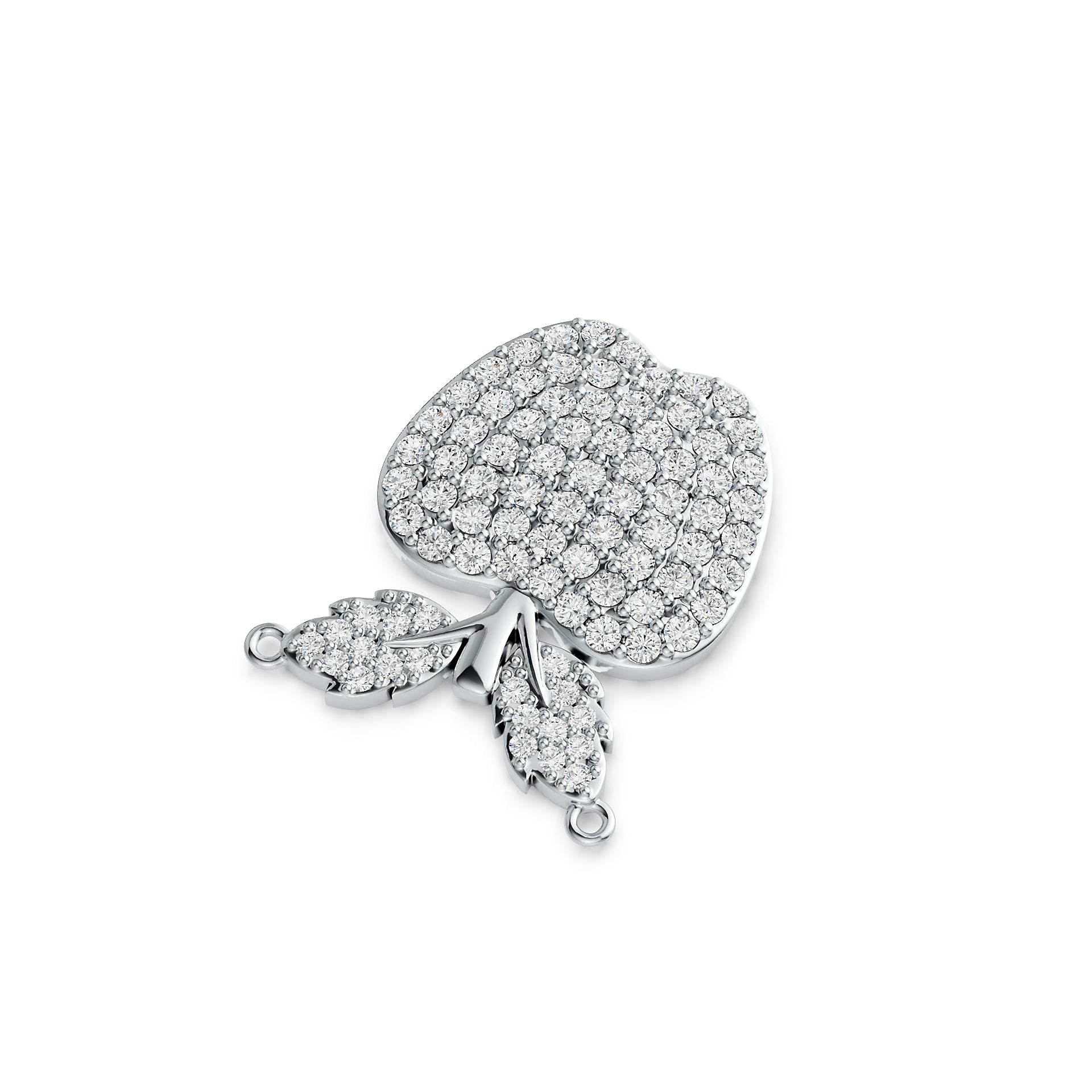 Sterling Silver Pendant with White Topaz or Moissanite Apple Theme DHJ