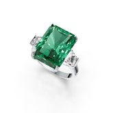 Sterling Silver Semi Mount Ring Setting Emerald OCT 16X12mm BG 6X5mm 3-Stone Ring DHJ