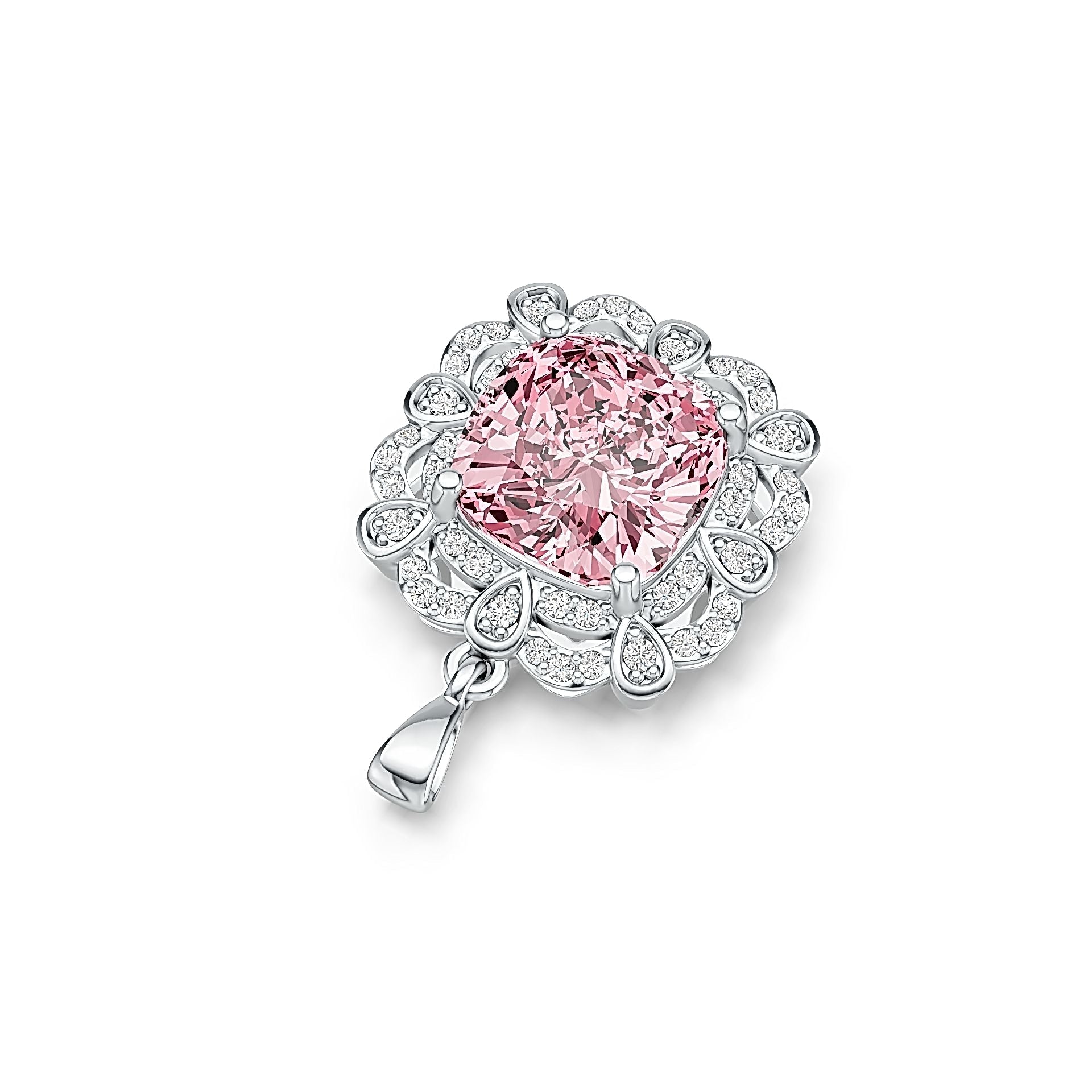 10K Gold Semi Mount Pendant Setting Cushion CU 11X11mm Moissanite Accent DHJ