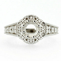 18K Gold Semi Mount Ring Setting Round RD 6x6mm Art Deco Style Syzjewelry