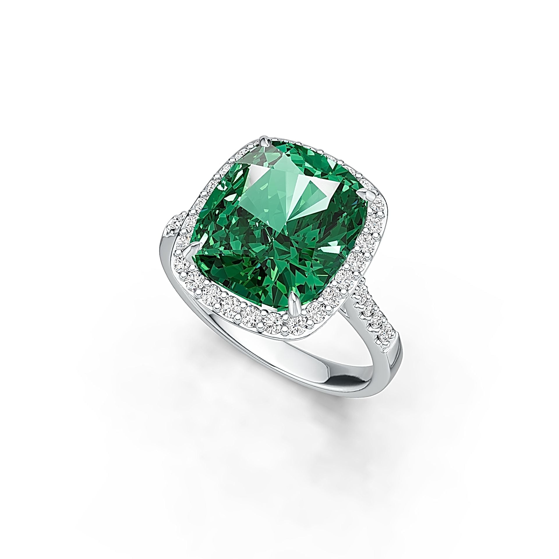 Sterling Silver Semi Mount Ring Setting Cushion CU 14X12mm Halo DHJ