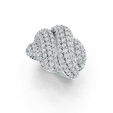 Sterling Silver Multi-Row Wave Ring with White Topaz or Moissanite DHJ