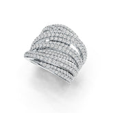 Sterling Silver Ring Multi-Row Crossover with White Topaz or Moissanite DHJ