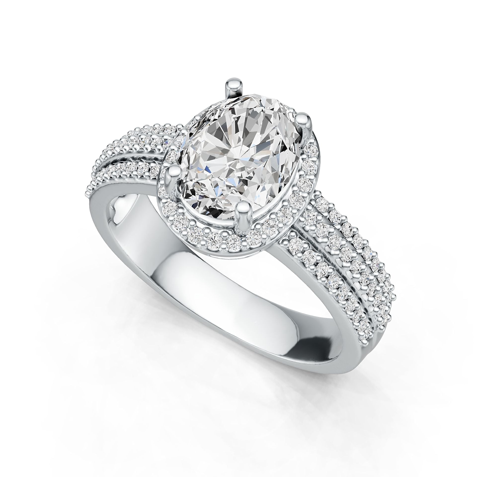 Sterling Silver Semi Mount Ring Setting Oval OV 9X7mm with White Topaz Accent DHJ