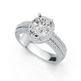 Sterling Silver Semi Mount Ring Setting Oval OV 9X7mm with White Topaz Accent DHJ