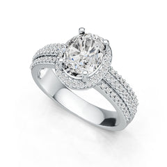 Sterling Silver Semi Mount Ring Setting Oval OV 9X7mm with White Topaz Accent DHJ