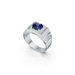 Men's Sterling Silver Semi Mount Ring Setting Round RD 8x8mm Ring with Accent Syzjewelry