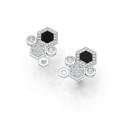 14K Gold Earrings Hexagon Theme with or Moissanite Diamond Accent DHJ