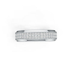 Men's 10K Gold Pave Band Ring with White Topaz or Moissanite Moissanite Accent DHJ