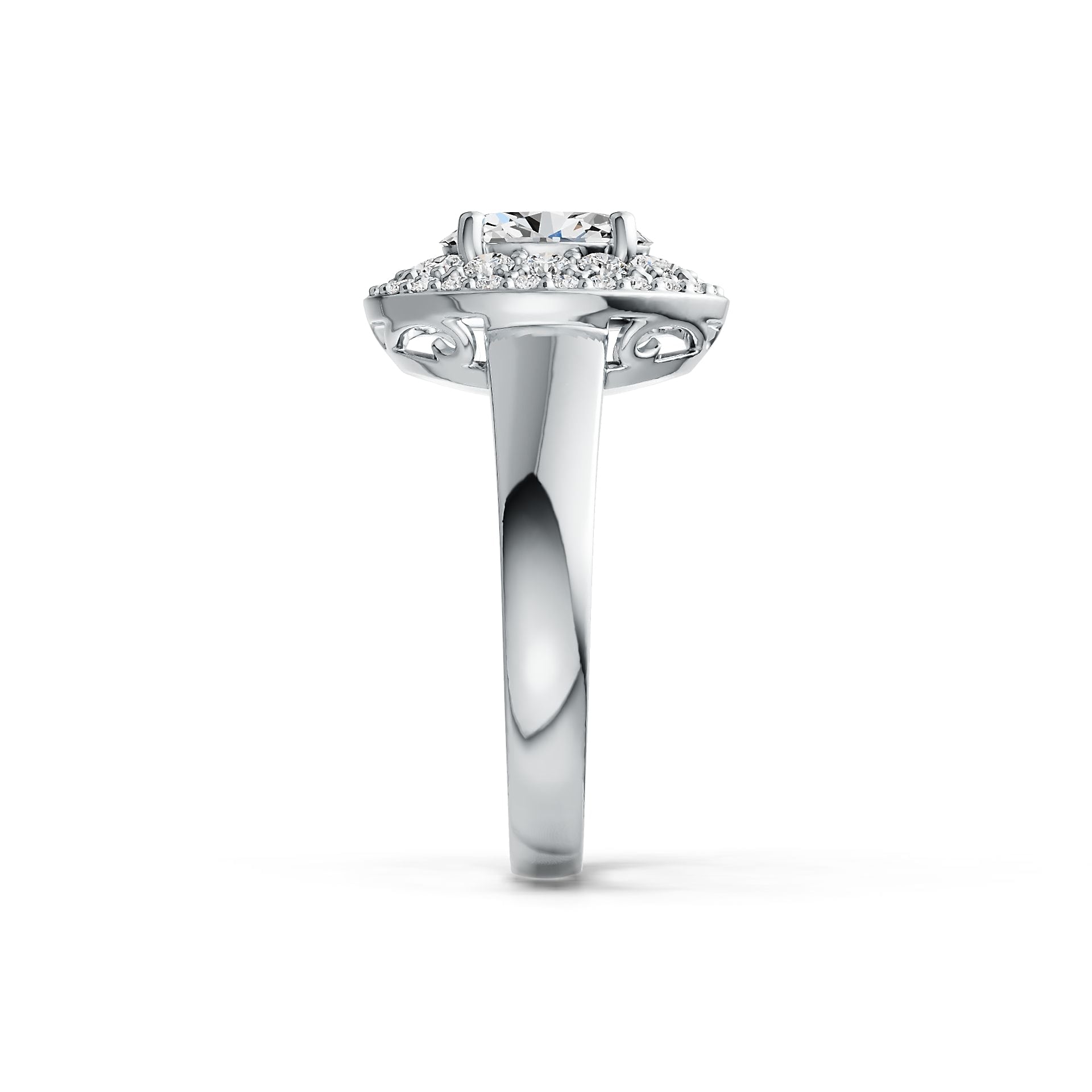 18K Gold Semi Mount Ring Setting Oval OV 8X6mm Double Halo Diamond Accent DHJ