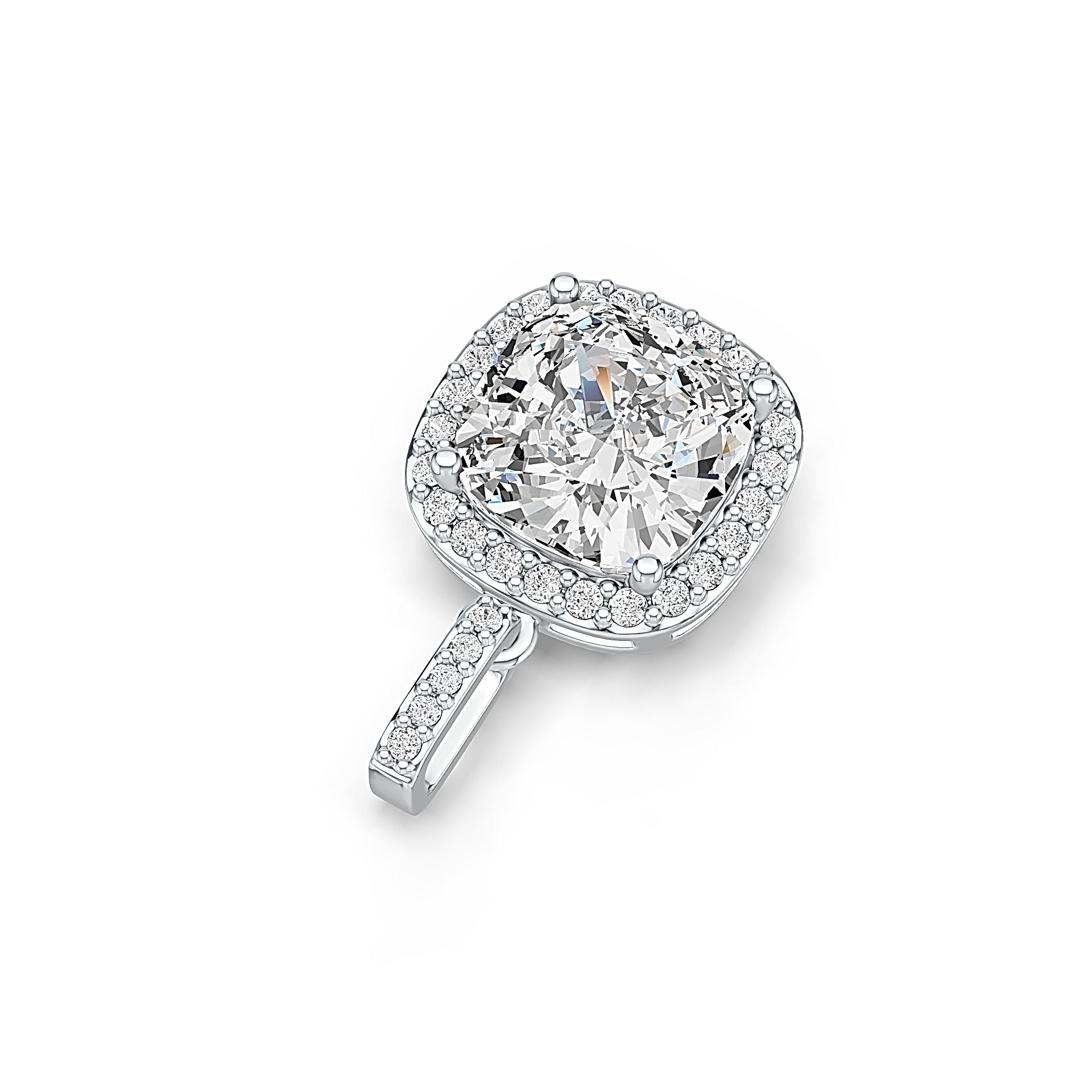 10K Gold Semi Mount Pendant Setting Cushion Cu 8x8mm W/ White Topaz Syzjewelry