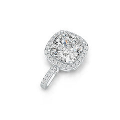 10K Gold Semi Mount Pendant Setting Cushion Cu 8x8mm W/ White Topaz Syzjewelry