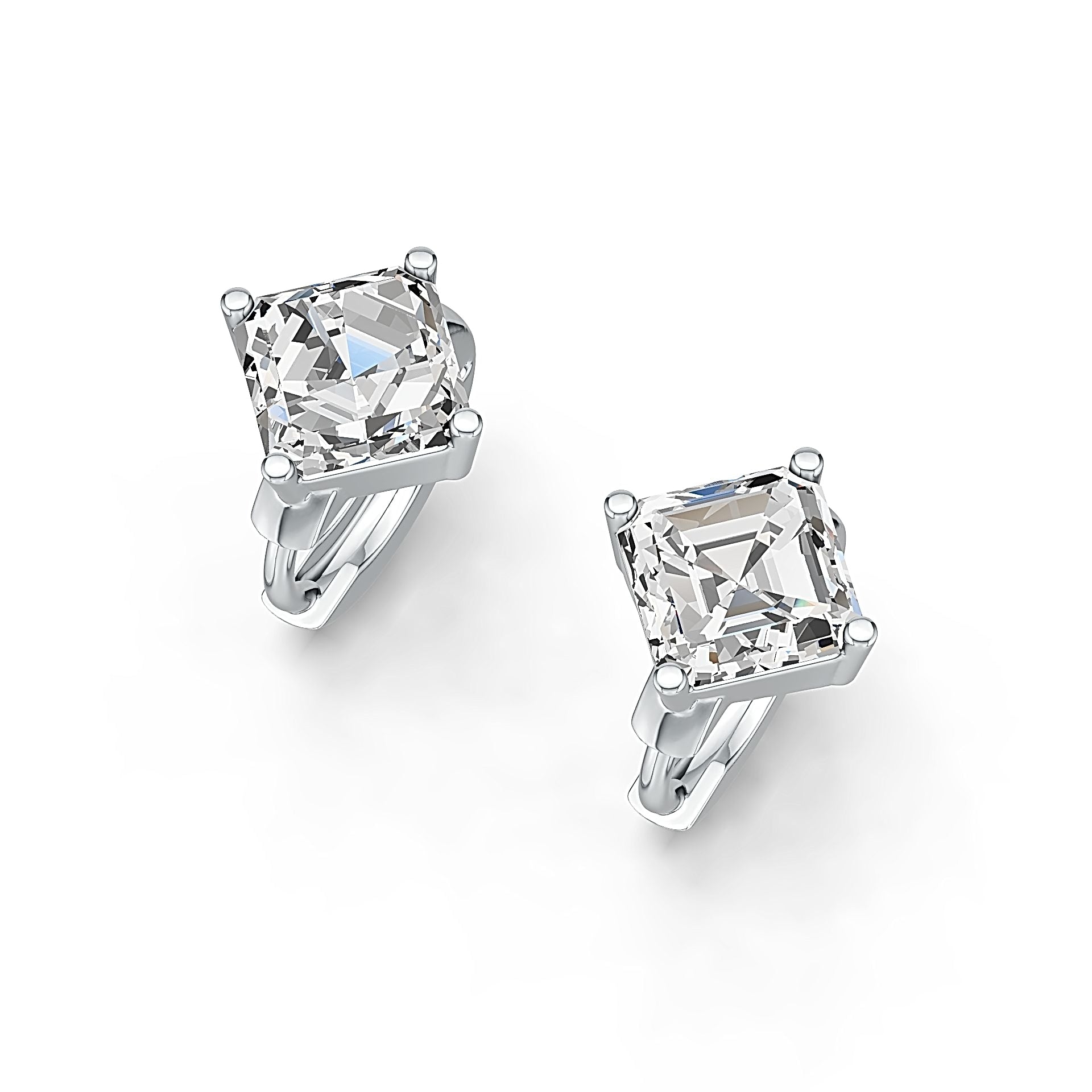 Sterling Silver Semi Mount Earrings Setting Emerald OCT 7X7mm DHJ