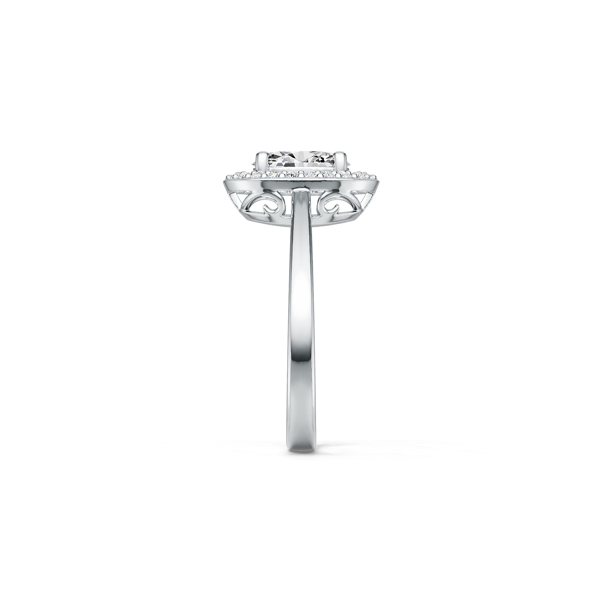 14K Gold Semi Mount Ring Setting Oval OV 8X6mm Halo Diamond Accent DHJ