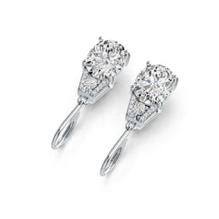 Platinum Semi Mount Earrings Setting Oval OV 11X9mm Diamond Accent DHJ