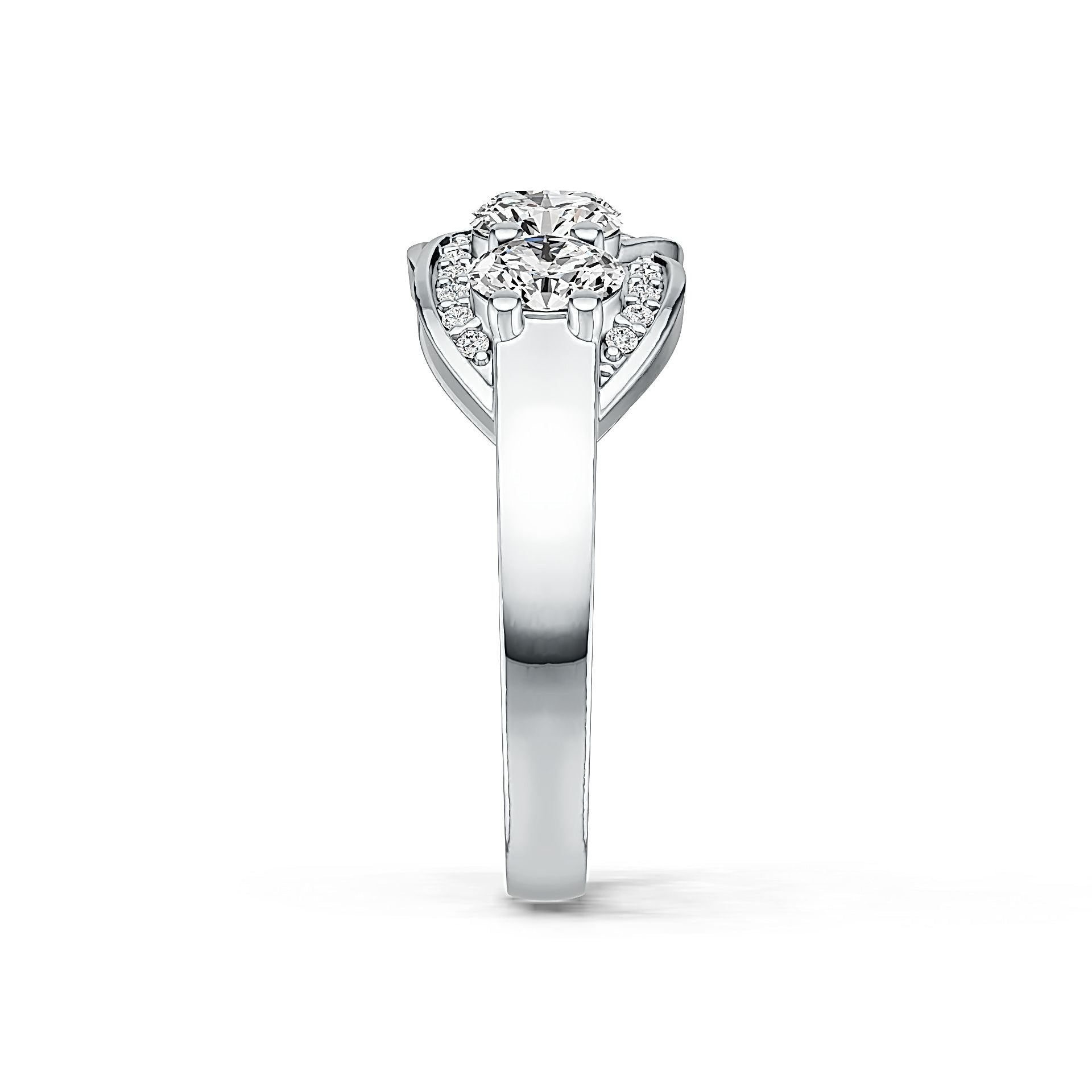 Platinum Semi Mount Ring Setting Oval OV 5X4mm Diamond Accent DHJ