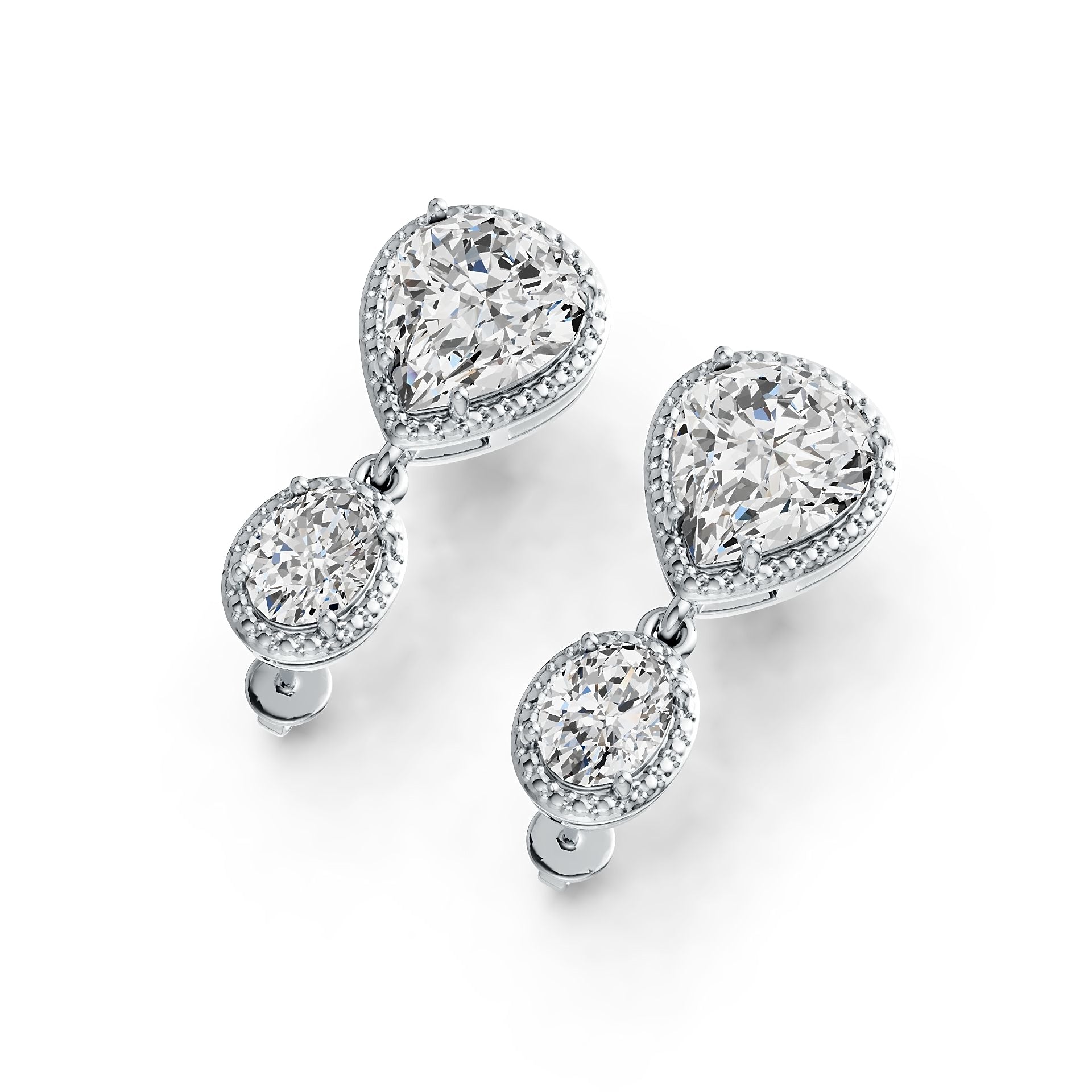 Sterling Silver Semi Mount Earrings Setting Pear PE 12X10mm OV 8X6mm DHJ
