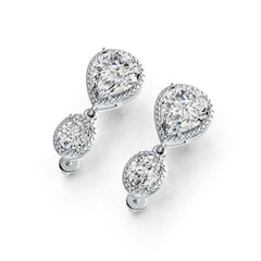 Sterling Silver Semi Mount Earrings Setting Pear PE 12X10mm OV 8X6mm DHJ