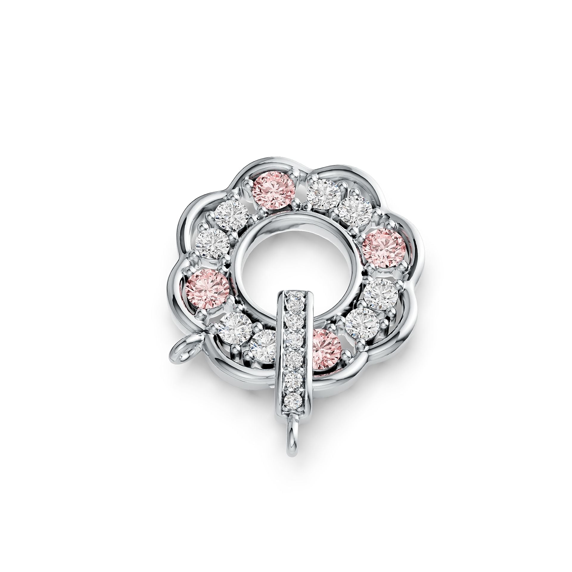 Sterling SilverPendant Setting with White Topaz or Moissanite Flower Theme Syzjewelry