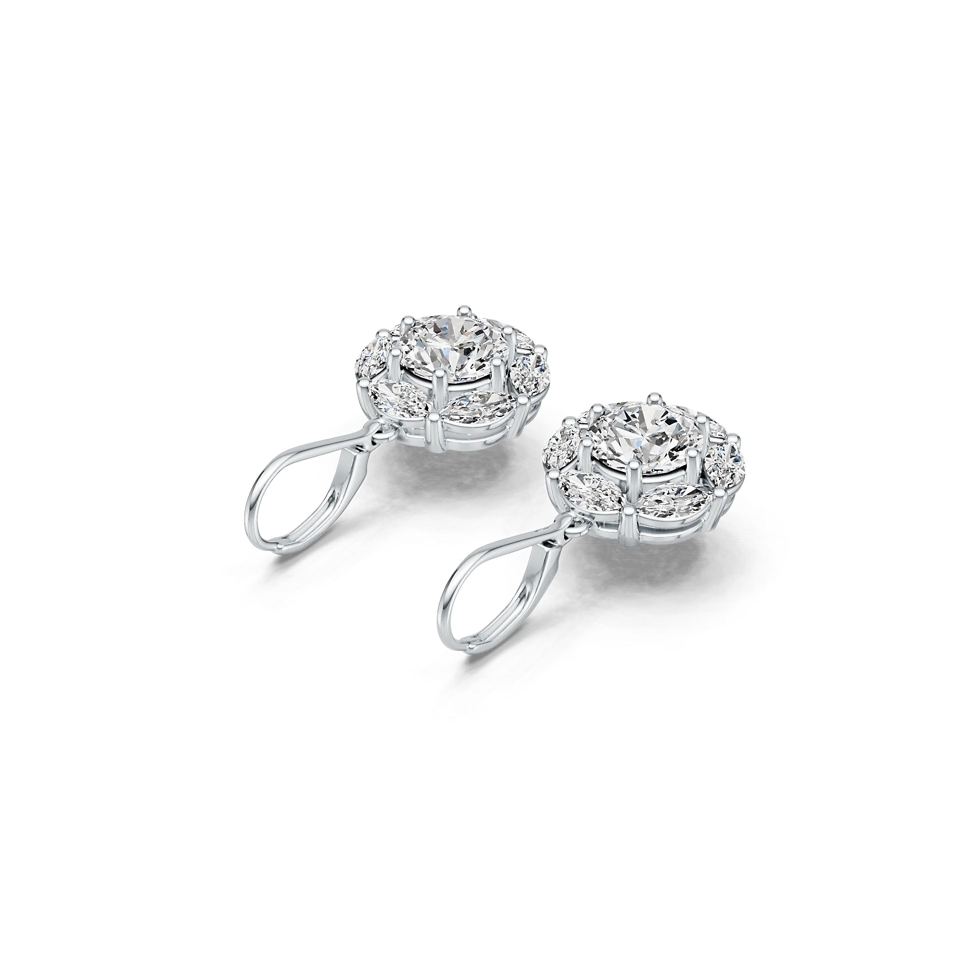 Sterling Silver Semi Mount Earrings Setting Round RD 8X8mm MQ 6X3mm DHJ