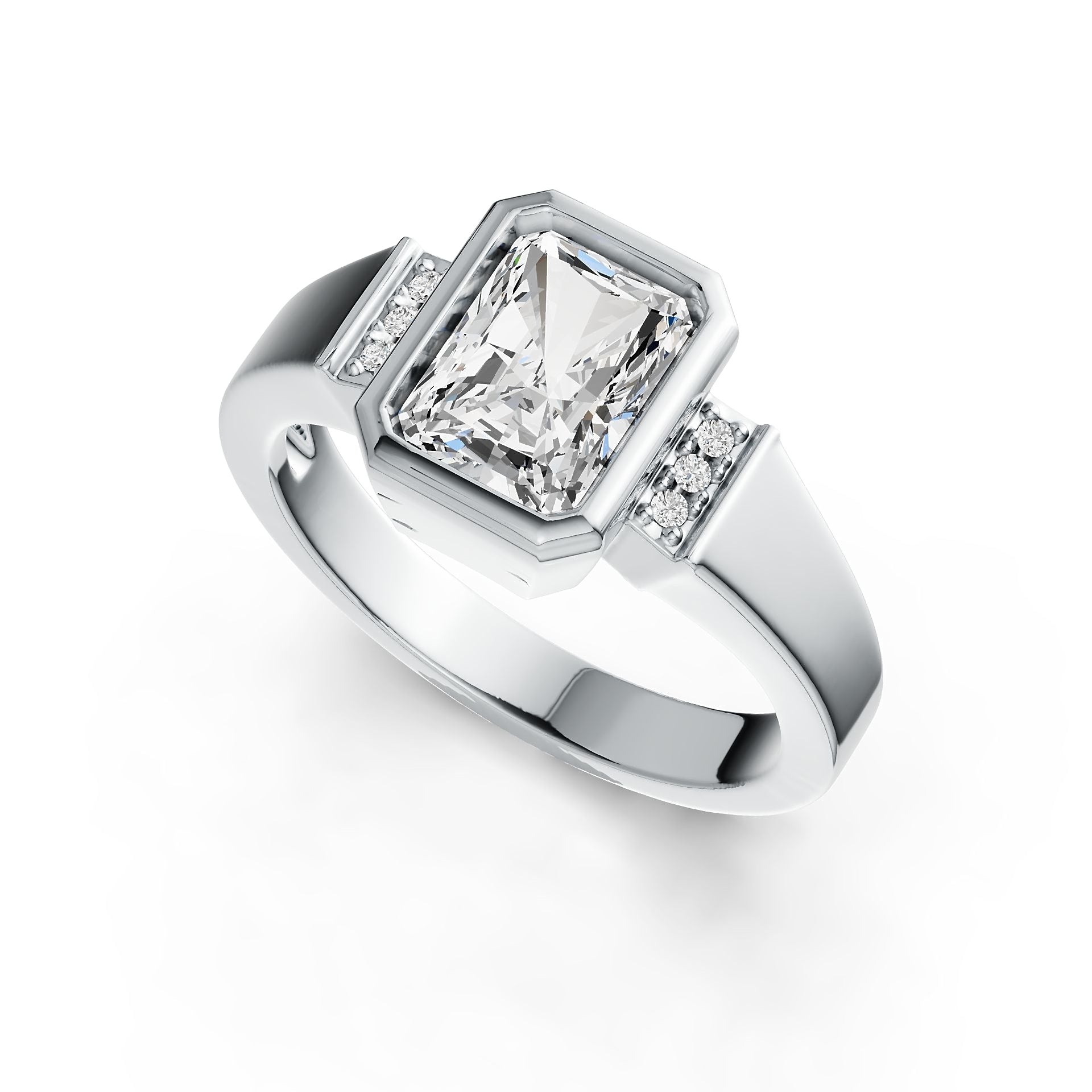 Sterling Silver Semi Mount Ring Setting OCT Emerald 8x6mm Bezel Syzjewelry