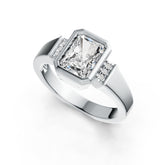 Sterling Silver Semi Mount Ring Setting OCT Emerald 8x6mm Bezel Syzjewelry