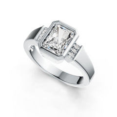 Sterling Silver Semi Mount Ring Setting OCT Emerald 8x6mm Bezel Syzjewelry