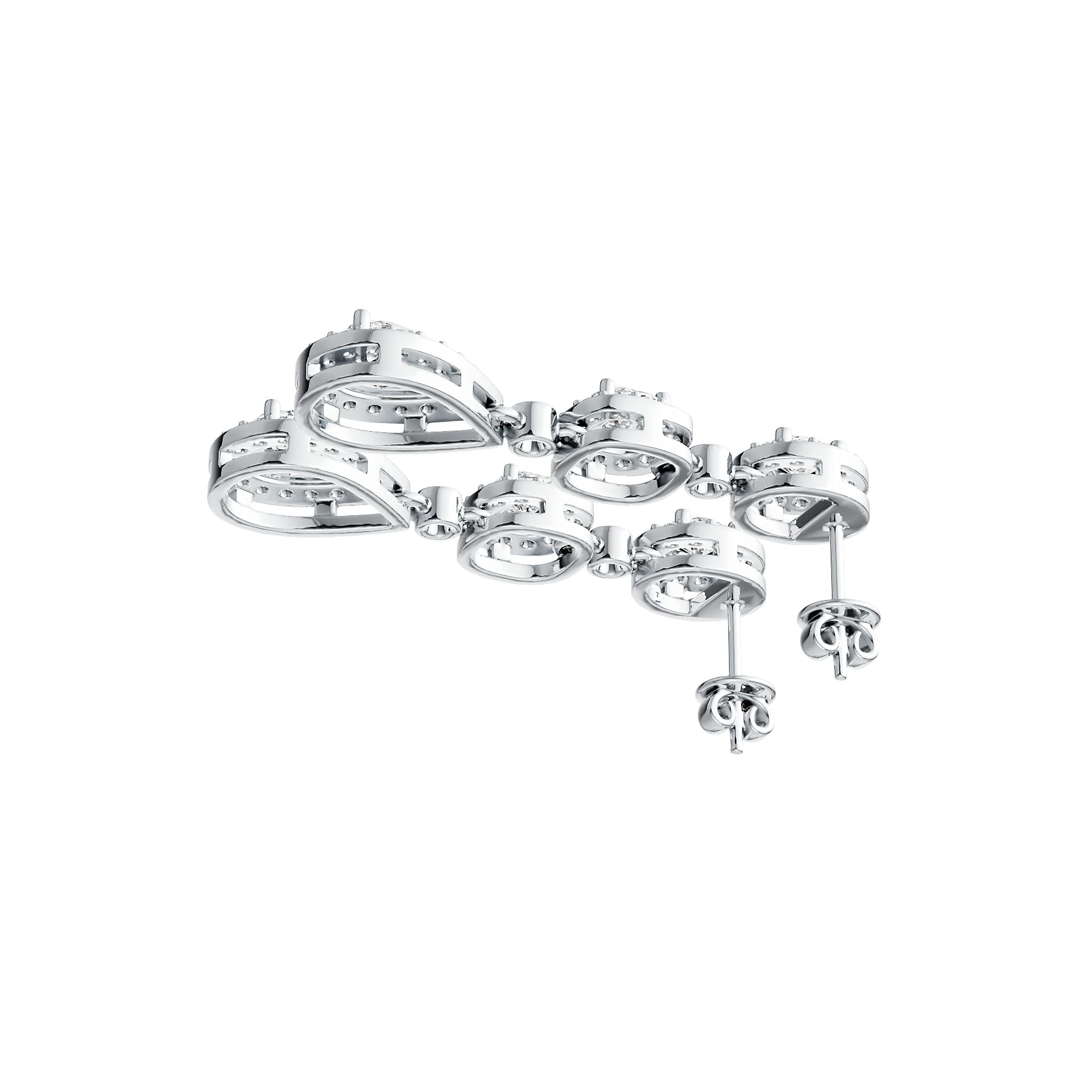 18K Gold Semi Mount Earrings Setting Pear PE 7X5mm CU 4X4mm OV 4X3mm Diamond Accent DHJ