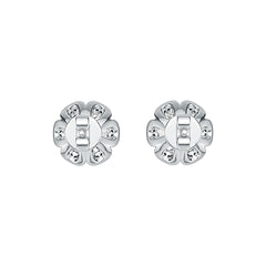14K Gold Semi Mount Earrings Setting Round RD 8x8mm Diamond Accent DHJ