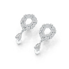 Sterling Silver Semi Mount Earrings Setting Pear PE 6X4mm with White Topaz DHJ