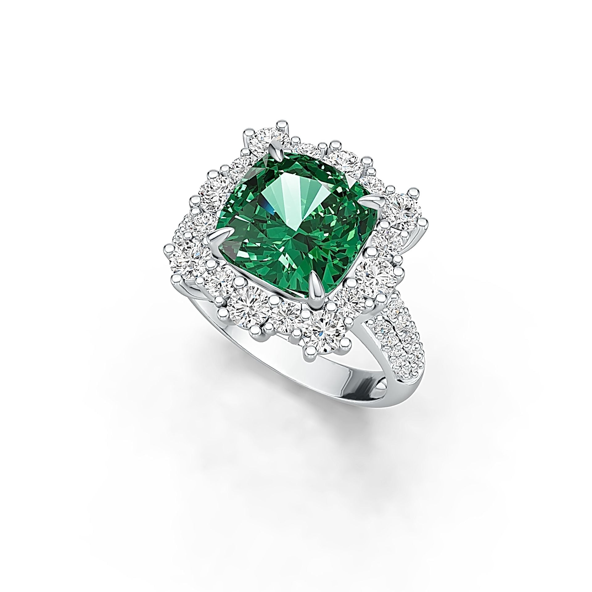 Sterling Silver Semi Mount Ring Setting Cushion CU 10x10mm Halo Syzjewelry