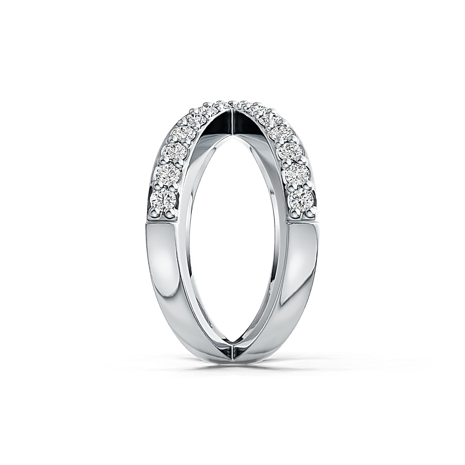 14K Gold Ring Crisscross X Theme with White Topaz or Moissanite Diamond Accent DHJ