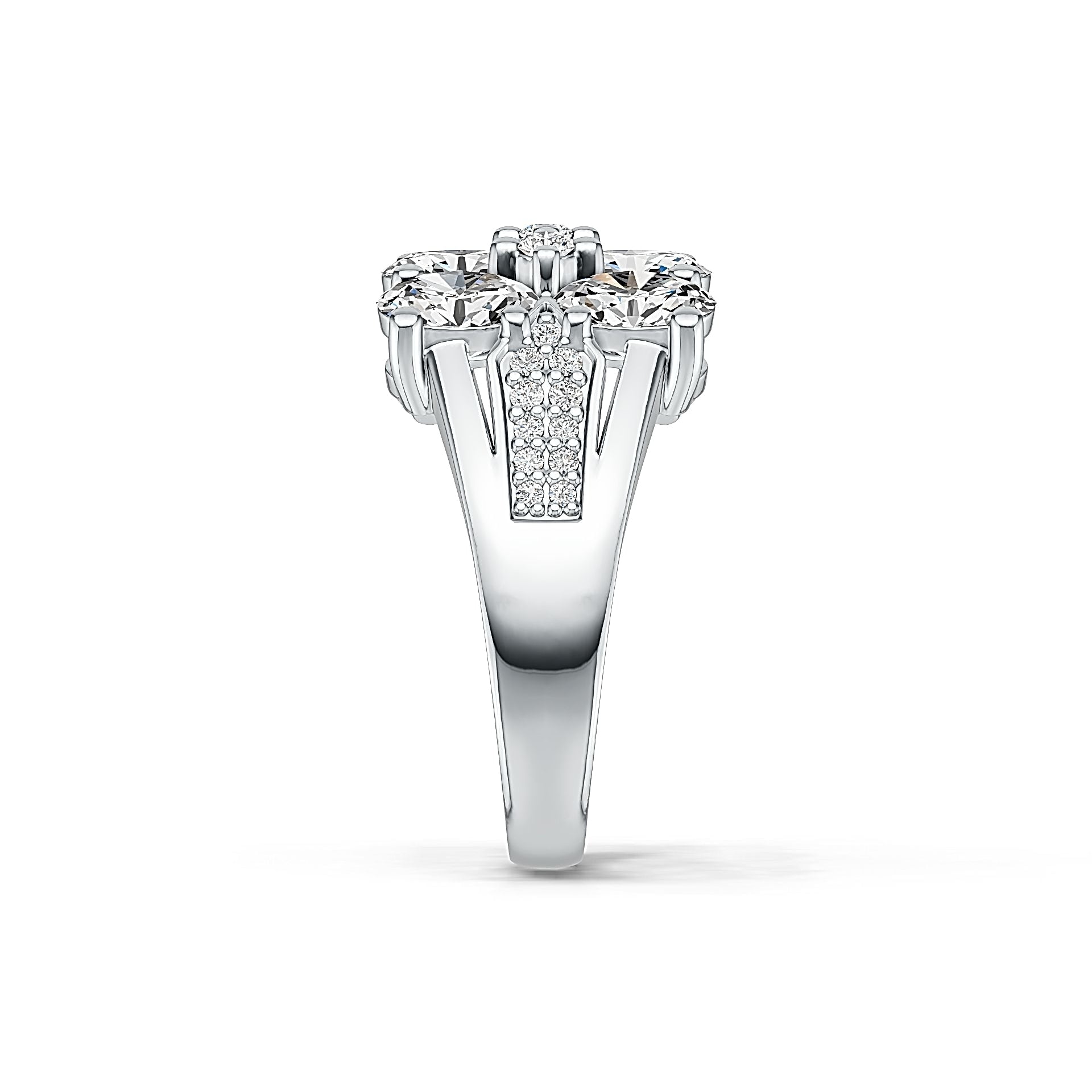 10K Gold Semi Mount Ring Setting Oval OV 6X4mm with White Topaz Moissanite Accent DHJ
