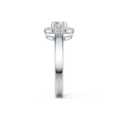 10K Gold Semi Mount Ring Setting Round RD 5X5mm Halo Moissanite Accent DHJ