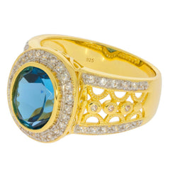 14K Gold Semi Mount Ring Setting Oval OV 10X8mm Halo Full Bezel Set Diamond Accent Syzjewelry