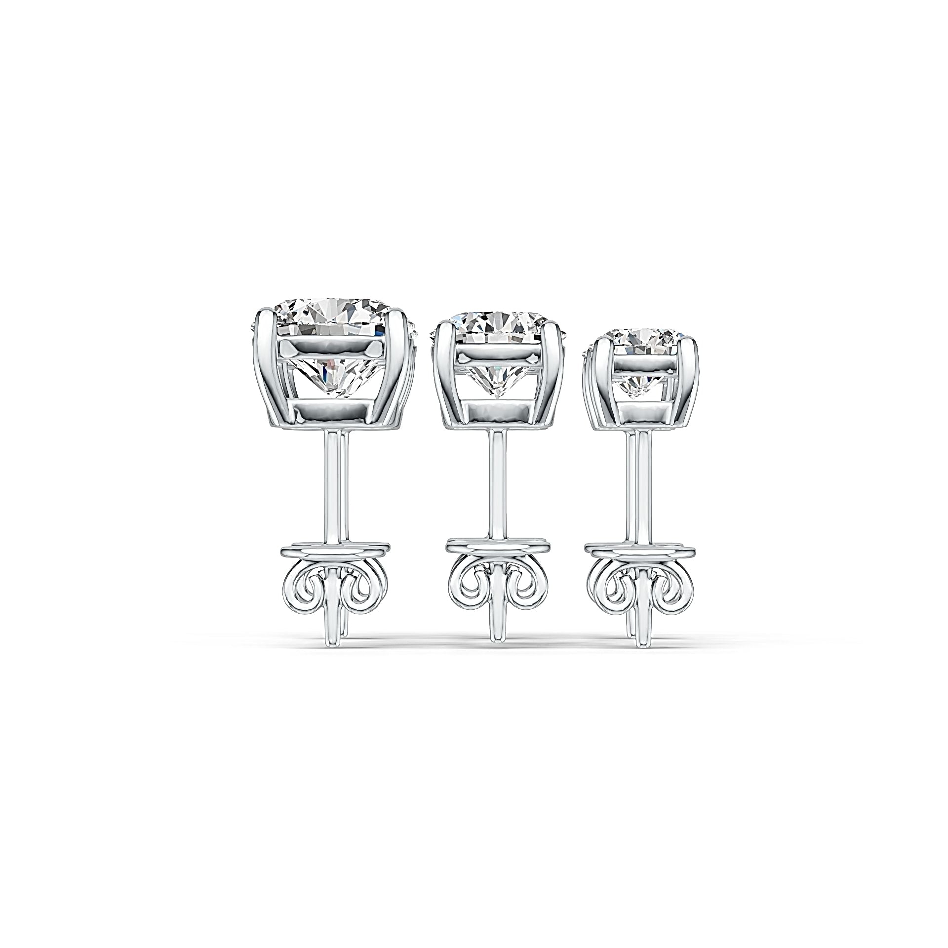Platinum Semi Mount Earrings Setting Round RD 6x6mm RD 5X5mm RD 4X4mm DHJ