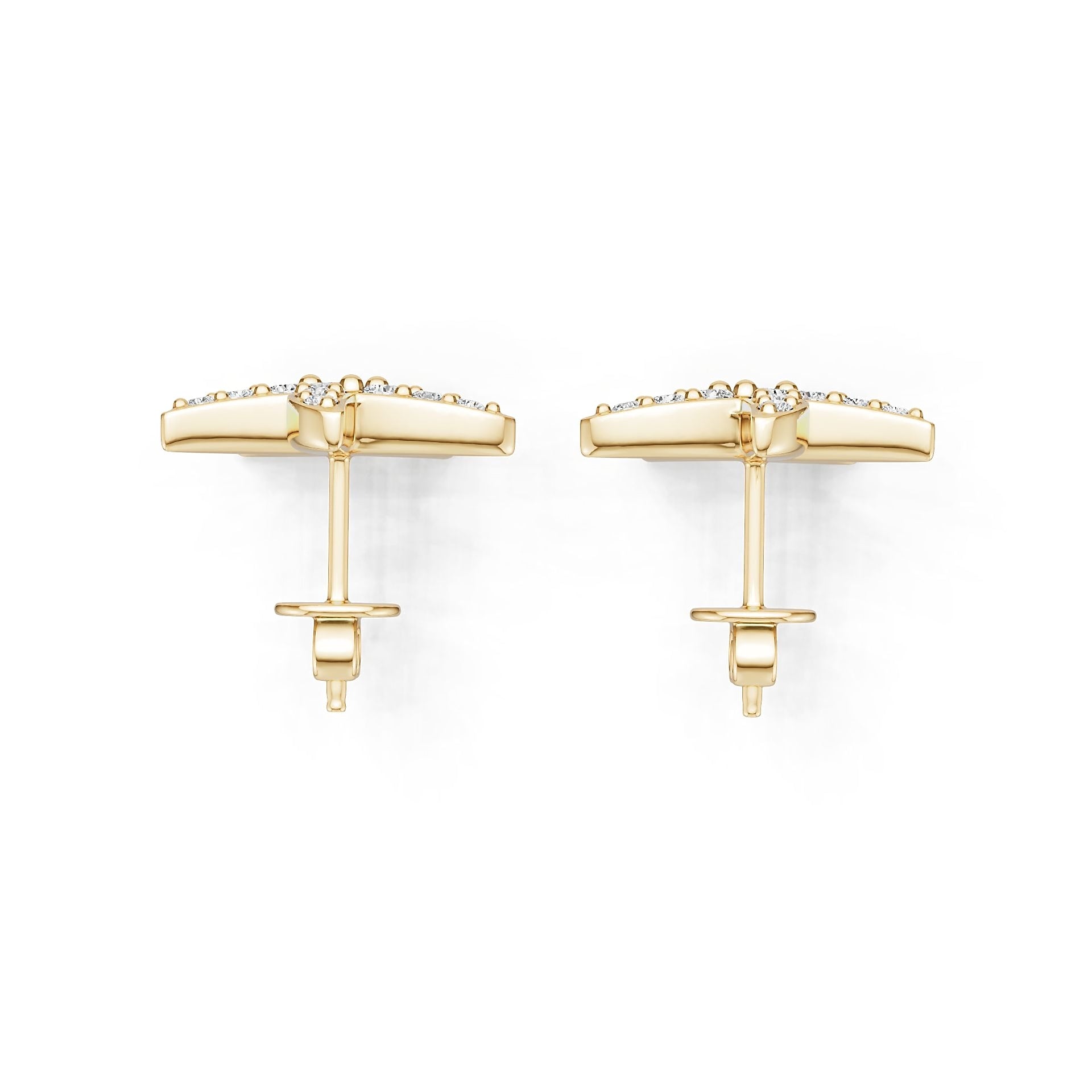 14K Gold Semi Mount Earrings Setting Round Ro 6x6mm Diamond Accent Syz Jewelry
