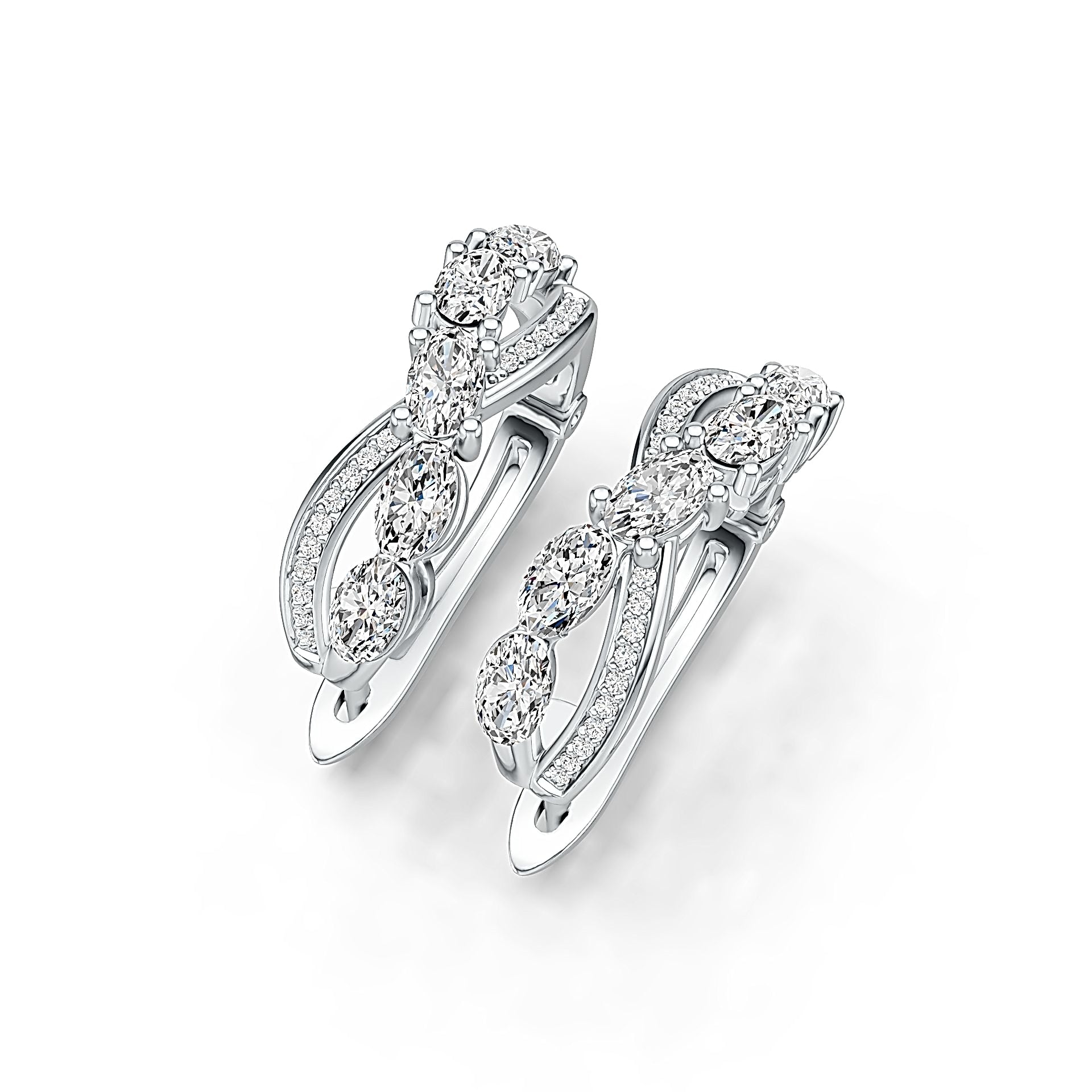 Sterling Silver Semi Mount Earrings Setting Oval OV 5X3mm with White Topaz Syzjewelry