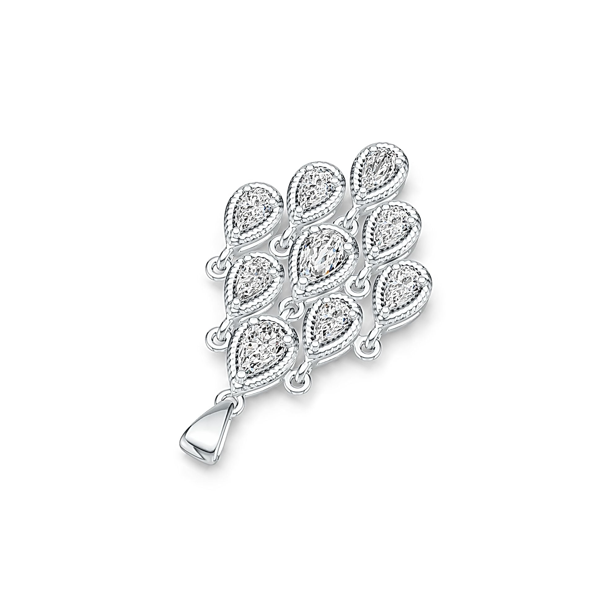 Sterling Silver Semi Mount Pendant Setting Pear PE 6X4mm PE 5X3mm DHJ