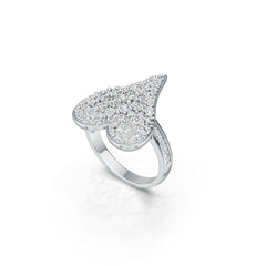 Sterling Silver Ring with White Topaz or Moissanite Heart Theme DHJ