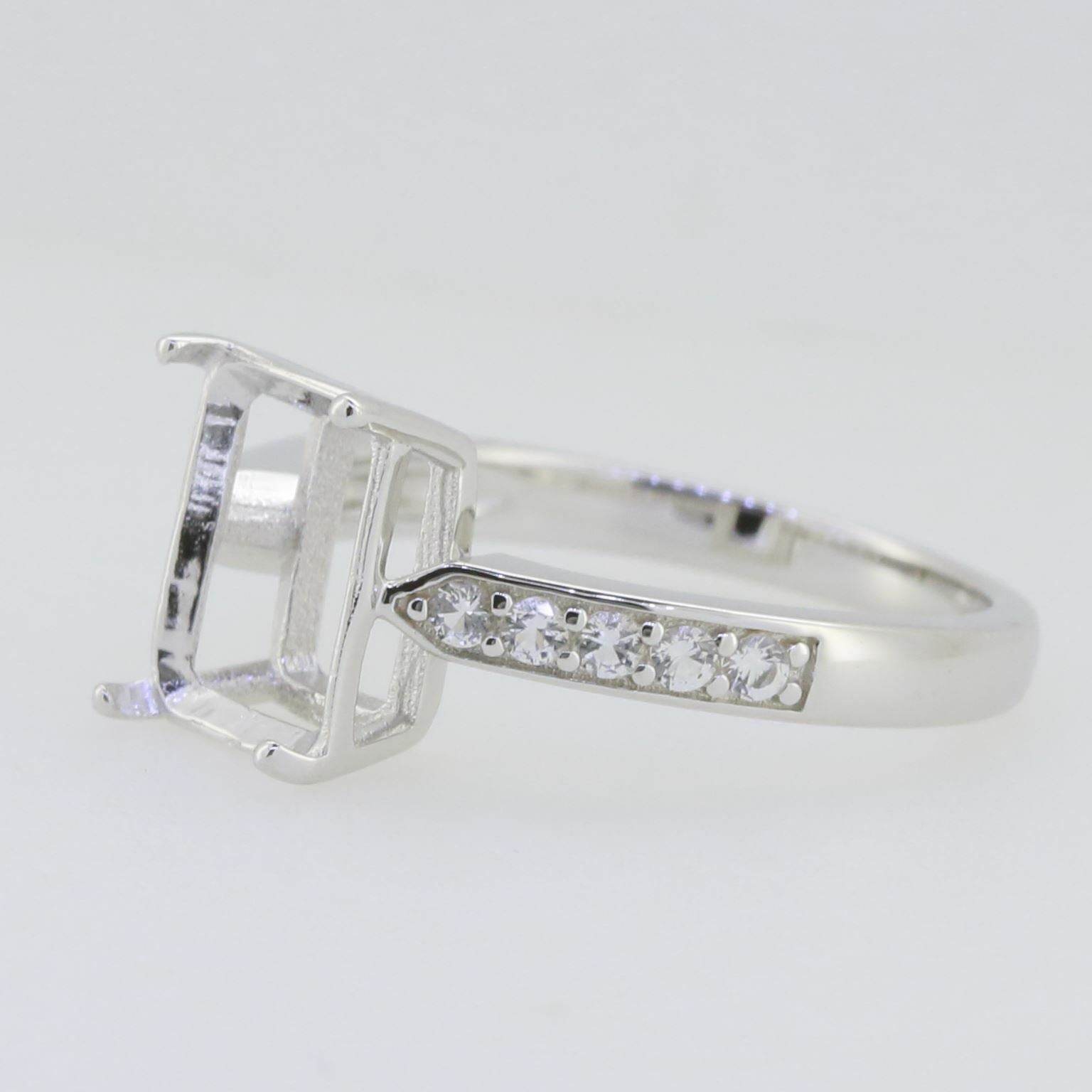 10K Gold Semi Mount Ring Setting Emerald OCT 10x8mm Moissanite Accent Syzjewelry