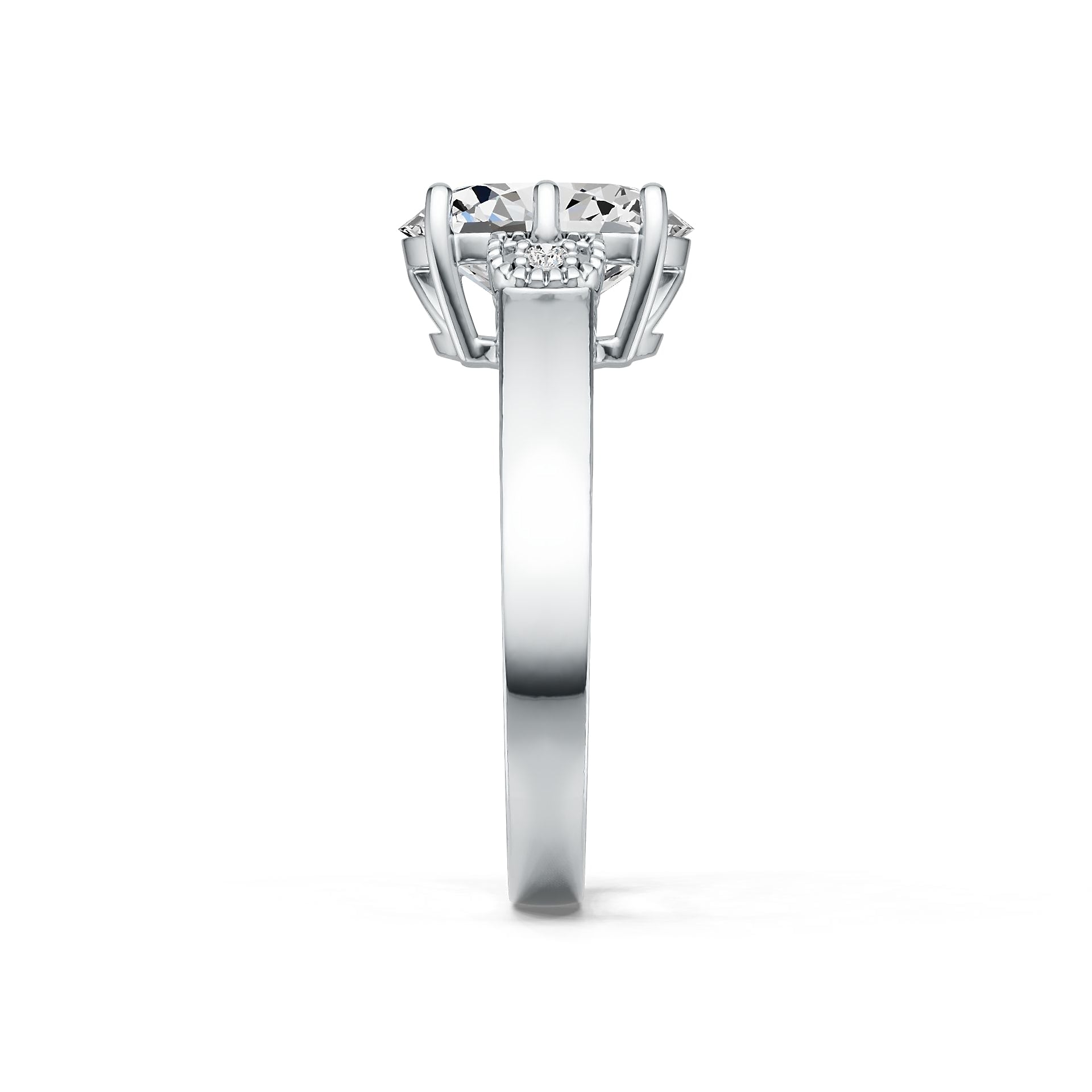 Platinum Semi Mount Ring Setting Oval OV 10X8mm Diamond Accent DHJ