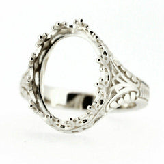 Platinum Semi Mount Ring Setting Oval Cut OV 12x10mm Vintage Repro Syzjewelry