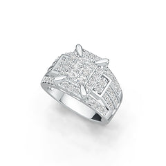 Sterling Silver Men's Engagement Wedding Ring with White Topaz or Moissanite DHJ