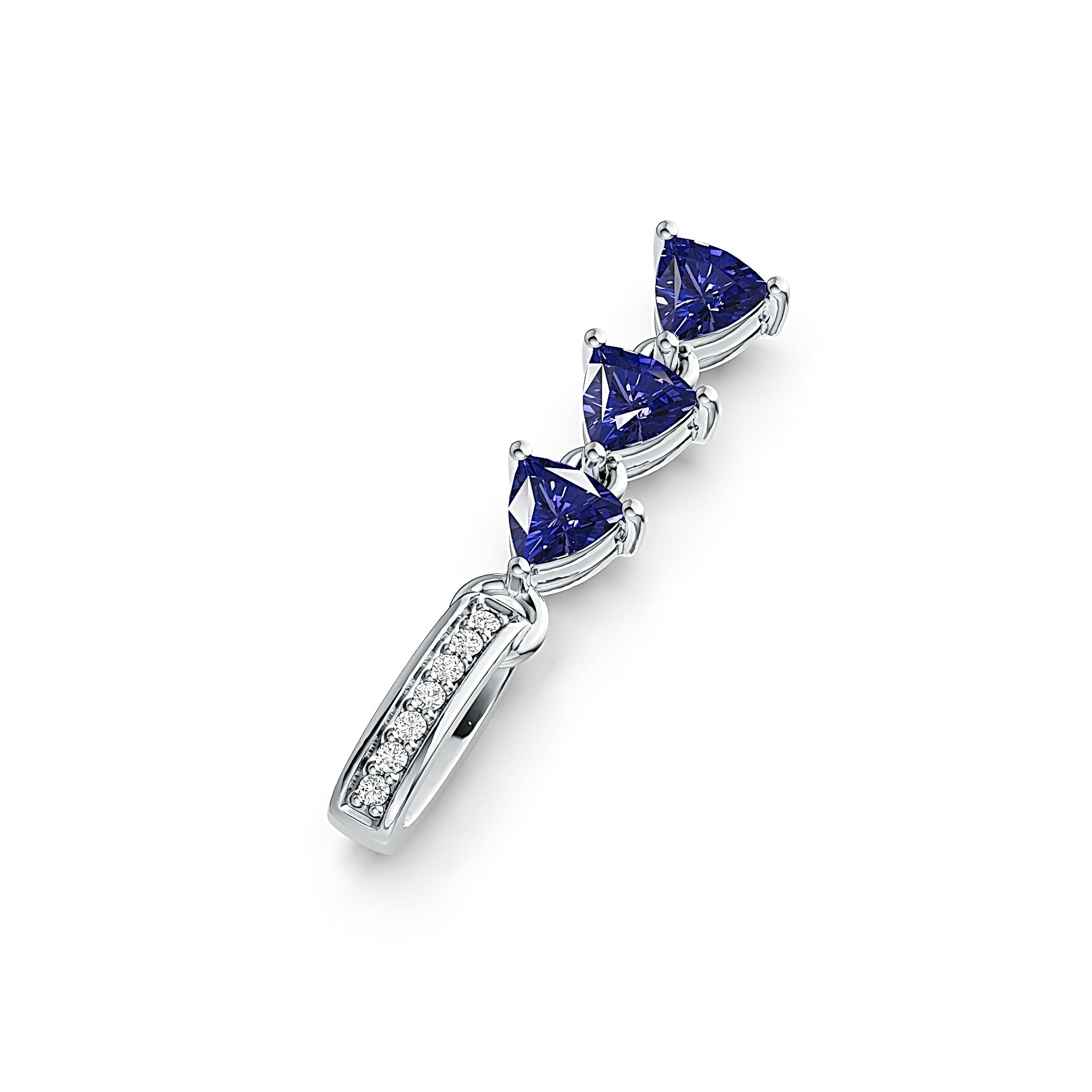 Sterling Silver Semi Mount Pendant Setting Trillion TL 4X4mm with White Topaz - Syzjewelry