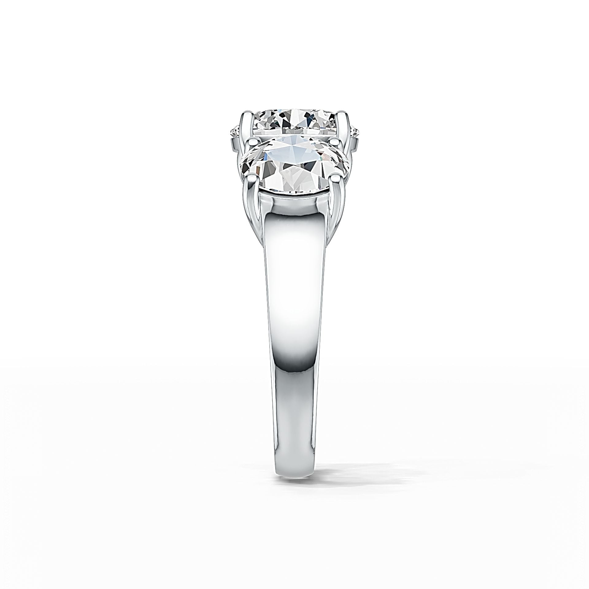 Platinum Semi Mount Ring Setting Round RD 10x10mm OV 8x8mm 3 Stone Ring DHJ