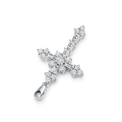 Sterling Silver Semi Mount Pendant Setting Round RD 4x4mm Cross Theme DHJ