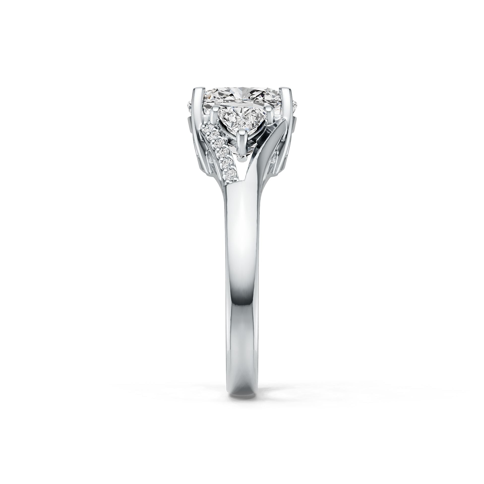 Platinum Semi Mount Ring Setting Cushion CU 9X9mm TRI 4X4mm Diamond Accent DHJ